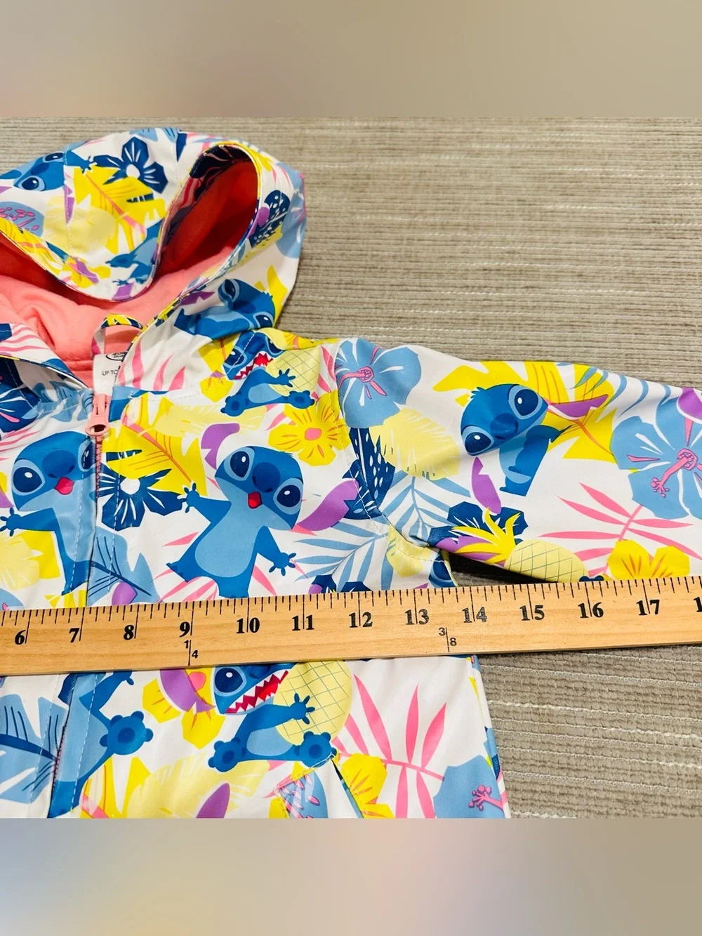 Disney Collection Lilo & Stitch Girls Hooded Rain Jacket Coat Size 3 / 3T